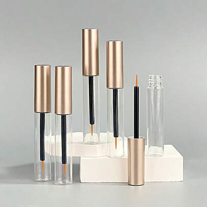 1/5/10 pièces Contenants rechargeables couleur or rose, flacons vides de 5 ml pour eye-liner/mascara transparents avec entonnoir, bocaux de recharge de maquillage portables