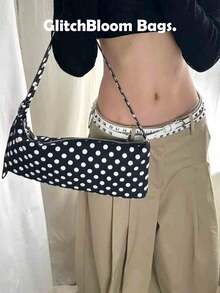 2026新款圆点印花可调节肩带黑色手提包，小众时尚街头风轻盈奢华女士单肩/腋下包 - 彩色 - 查看 2