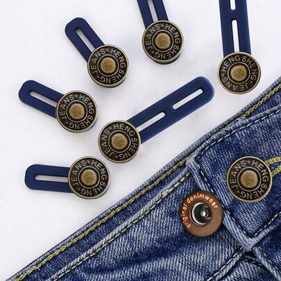 6件装牛仔裤腰带延长器，男女通用，无需缝纫，金属硅胶材质，可快速延长腰围。