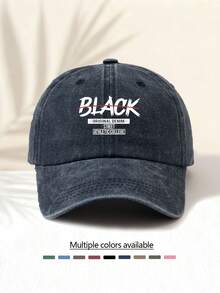 1pc Washed Baseball Cap With "BLACK" Print, Retro American Style Minimalist Casual Fashion, Unisex Essential Versatile Baseball Cap Suitable For All Ages - Washed Cap - View 5