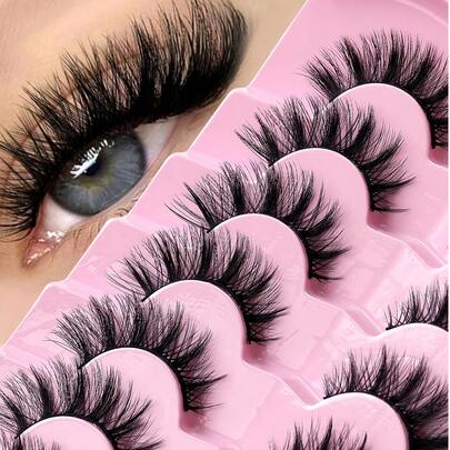 7 pares de pestañas postizas naturales, esponjosas, suaves y difuminadas, herramienta de maquillaje reutilizable, pestañas postizas para principiantes, pestañas postizas, pestañas, pestañas postizas