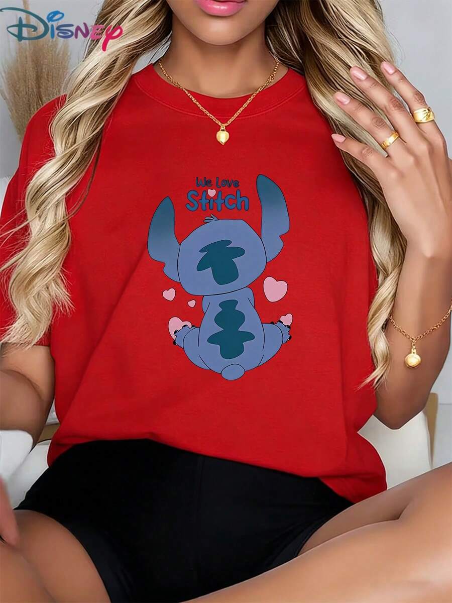 Disney Lilo & Stitch We Love Stitch Back View Graphic T-Shirt, Oversized Red TeeCrafted From Soft, Comfortable, And Durable Pure Cotton Fabric, This Round-Neck T-Shirt Is An Ideal Choice For The Spring And Summer Seasons. Suitable For A Wide Range Of Occasions-Including Daily Wear, Shopping, Parties, Travel, And Social Gatherings-It Also Makes For An Exquisite Gift. - 紅色 - 查看 1