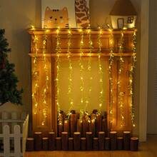 1pc,90LED Willow Decoration Lights ,Simulation Plant Curtain String Lights,Outdoor LED Hanging Lights,8 Mode Twinkle Fairy String Lights,With USB Plug Christmas Decorative Lights,For Garden Patio Wedding Jungle Party Festival Decor Light(Not Including Batteries) - Dây đèn LED - Xem 6