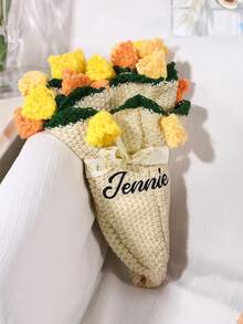 1pc Handmade Crochet Rose Flower Throw Blanket, Customized Wedding Gift, Souvenir Commemorative Gift For Women - Custom Blankets - View 11