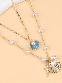 1 chiếc vòng cổ ngọc trai hình sao biển và vỏ sò phong cách Bohemian, vòng cổ vỏ sò và ngọc trai giả tối giản, đa năng lấy cảm hứng từ đại dương, phù hợp để đeo hàng ngày, dự tiệc, đi nghỉ mát, đi biển. - Nhiều kiểu dáng/màu sắc - Xem 5