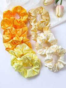 Bộ 10 chiếc dây buộc tóc bằng satin, thích hợp dùng hàng ngày, dùng để buộc tóc đuôi ngựa. - Màu vàng - Xem 3