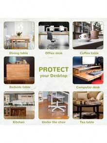 1pc 1.5mm Thick PVC Desktop Protective Mat, Suitable For Study Desk, Dining Table, Coffee Table, TV Cabinet Protection, Keyboard & Mouse Pad, High-End Luxury Transparent Tabletop Mat, Scratch-Resistant, Heat-Resistant, Easy To Clean, Applicable For Home, Office, Hotel, Restaurant - White - View 10