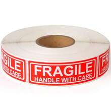 1 Roll 150pcs/500pcs Fragile Warning Stickers, Rectangular "Fragile, Handle With Care, Do Not Squeeze, Do Not Drop" PVC Self-Adhesive Labels, Warning Slogans, Courier Shipping Packaging Decals, School Supplies, Back To School Season - Multicolor - View 3
