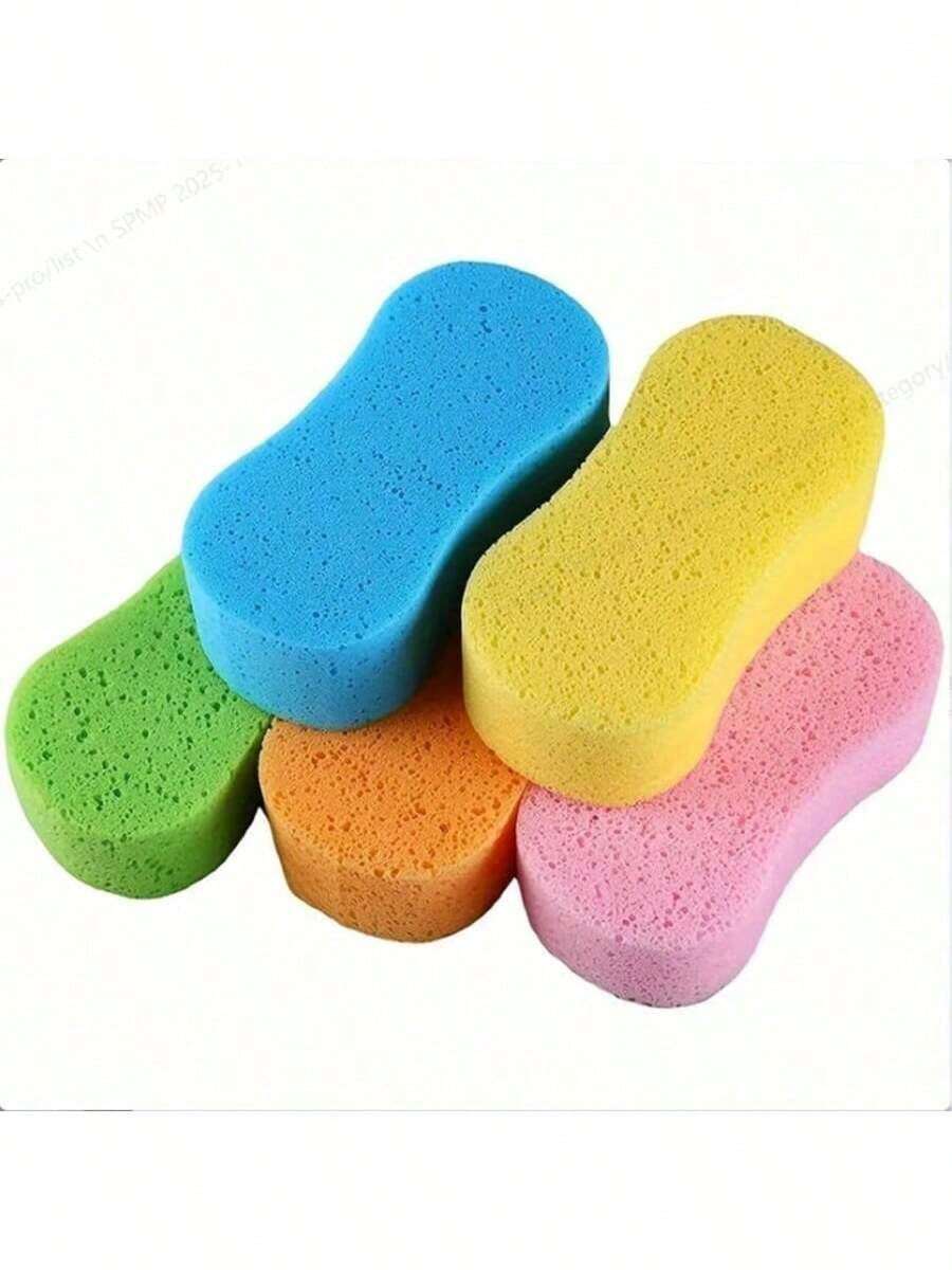 5pcs/1pc Thick Large Multi-Color Cleaning Sponge - Suitable For Bathroom, Kitchen, Bicycle And Car Cleaning (Random Color Combination) - A - View 1