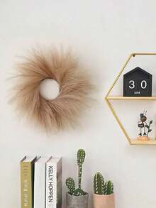 1 Stück 32 cm künstlicher Pampasgras-Kranz, Boho-Stil Heimdekoration, Wandbehang, geeignet für Herbst, Hochzeit, Valentinstag, Abschlussgeschenk - Braun - Übersicht 3
