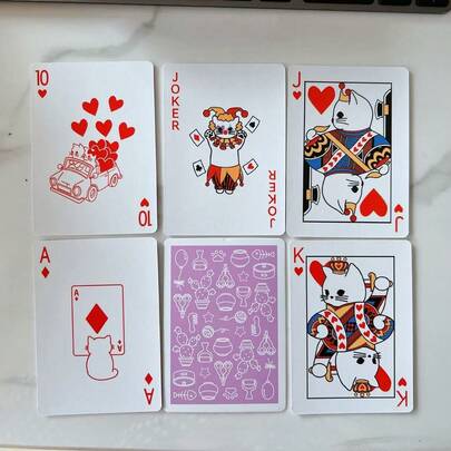 Puppy & Kitten Diary, Flower Cutting Magic Solitaire Playing Cards, Cute Animal Cartoon Tabletop Game