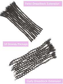 Curly Wave Loc Extensions Human Hair 10 Strands/Package Human Hair Dreadlock Extensions For Men And Women Handmade Permanent Dread Extensions Human Hair Curled Twisted Natural Black - Natural Black - View 6