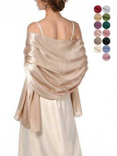 1条女士优雅纯色围巾，用途广泛，可作头巾、披肩、防晒用品，适合夏季海滩、所有季节，是派对装扮的完美之选，也是您服装搭配的理想选择。