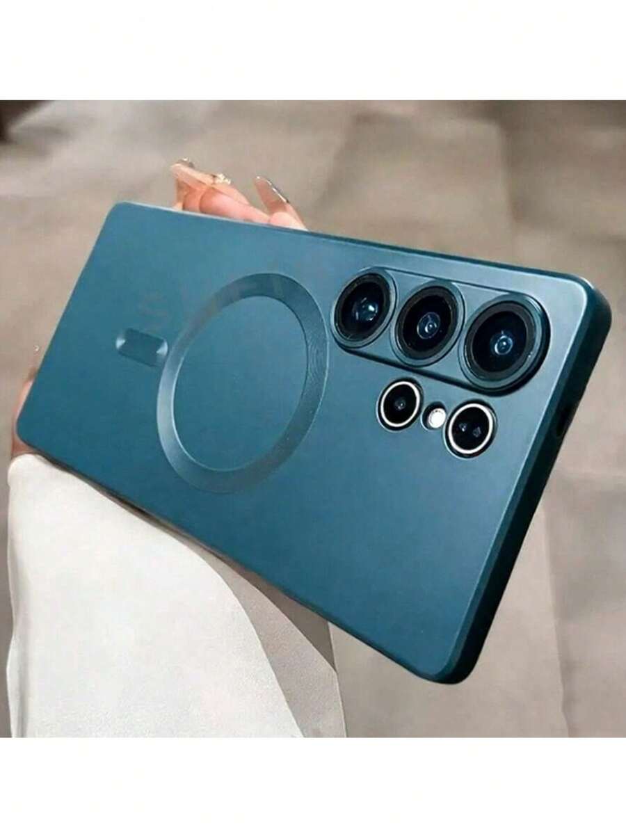 Magsafe Magnetic Protective Case For Samsung Galaxy S24 S25 S22 S23 Ultra Plus S20 S21 FE Note 20 A35 A55 A05 A15, Soft TPU Material, Also Compatible With IPhone 17 Air 16 E 15 14 13 12 11 Pro Max Plus - Dark Green - View 1