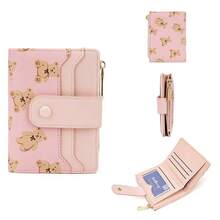 Original Bear Print Women's Wallet, Fashionable Japanese Style Short Wallet, Multi-Card Slots Zipper Coin Purse, Convenient Card Holder Clutch - Multicolor - View 8