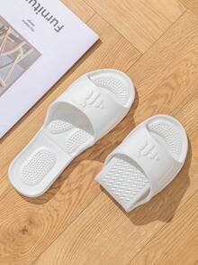 Unisex EVA Foldable Travel Slippers, Indoor Bathroom Massage Slides, Quick-Drying Non-Slip Flat Sandals, Minimalist Solid Color Bedroom/Living Room House Shoes For All Seasons - White - View 6