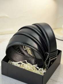 1pc Men's Business Classic Automatic Buckle Belt, Letter Buckle Trouser Belt, Versatile Fashionable Casual Belt, Daily Matching Stylish Belt, Great Gift For Boyfriend - Multicolor - View 9