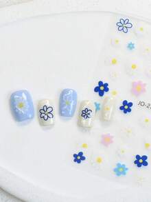 3/6张可爱花朵美甲贴纸雏菊花卉美甲贴花可爱春季美甲 - 彩色 - 查看 6