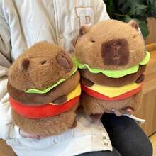 Capybara Hamburger Plush Stuffed Animal, Cute Capybara Plush Toy With Realistic Burger Design, Soft Fluffy Stuffed Doll For Kids Boys Girls, Perfect Birthday Present And Lovely Gift For Children - 無帽帽 23厘米 - 查看 8