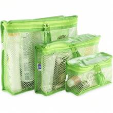 Set Of 3 Waterproof Cosmetic Bags – Travel Cases In Different Sizes – Toiletry Bag For Makeup, Diapers And Medicine – Lime Green – Containers By Aline, 42653584 - Gun color - View 2
