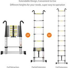 Telescopic Ladder 4.1M Aluminium Extension Extendable Loft Ladder With Stabilizer Bar And Detachable Hooks, Portable Folding Ladders - 2.9M/9.5FT - View 6