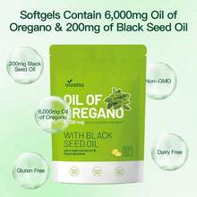 Oil Of Oregano With Black Seed Oil 300 Capsules | Natural Antioxidants | Nutritional Support | Highly Effective Botanicals Dietary Healthcare Supplement - 170g - 查看 5