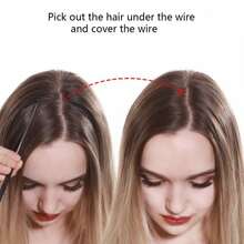 SARLA Invisible Wire Hair Extensions Platinum Blonde Long Straight Synthetic Hairpieces Adjustable Headband 22 Inch For Women Heat Resistant Fiber No Clip - ColorJ - View 7