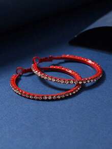 1 Pair Classic Elegant Black Hoop Earrings Women, Everyday Wear CTJE - 紫色 - 查看 5