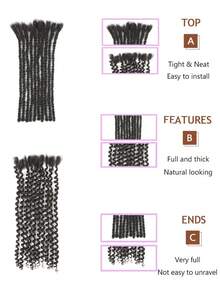 Curly Wave Loc Extensions Human Hair 10 Strands/Package Human Hair Dreadlock Extensions For Men And Women Handmade Permanent Dread Extensions Human Hair Curled Twisted Natural Black - Natural Black - View 4