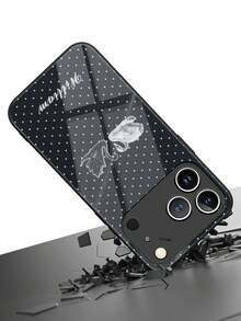 1pc Customized Name & Black White Swan Pattern Liquid TPU Full Edge + Tempered Glass Shockproof Anti-Scratch Phone Case Compatible With Apple 17 Pro Max/16 Pro Max/15 Pro/14 Plus/13 Pro/12 Pro Max/11/Xs Max/8/7/6 Plus, S24 Ultra/S25 Ultra, / Phone Accessories - Black - View 4