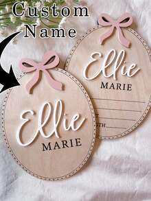 Personalized Birth Announcement Plaque, Matching Name Plate, Wooden Name Reveal Plaque, Customized Name Plate, Hospital Use Plaque, Name Plate, Bow Announcement, Bow Birth Plaque - F - Thẻ tên khai sinh B - Xem 5