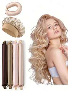 4pcs Coffee Color No-Heat Hair Curlers, Slouchy Hair Curler, Silk Hair Rollers, Elastic Headband, Long Hair Soft Curling Tools, Homemade Manual Styling Accessories, Sleep Hair Curling Device, Suitable On Valentine's Day And Qixi Festival, Hair Curlers, Curly Hair Brush, Rollers, Curly Hair Products, Curler, Rollers For Hair Curl, Curly Hair Tools, Hair Curler, Curly Hair Products, Curler, Rollers For Hair Curl, Curly Hair Tools, Hair Roller, Christmas, Barbershop, Hair Curling Iron, Curling Iron, Hairdressing, Heatless Waves, Hairstyle, Hairdressing,Curly Hair,Hair Rollers,Hair Curler,Heatless Curl,Heatless Curls,Hair Curlers,Rollers,Hair Curl,Rollers For Hair,Curly Hair Tools,Hair Rollers,Hair Roller,Curls Diffuser,Hair,Travel,Hair Products,Hair Tools,Hair Stuff,Barber,Barber Accessories,Barbershop,Hairdressing Equipment - 多色 3 - 查看 2