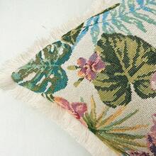 1 pieza Funda de cojín estilo granja vintage, Funda de almohada suave con bordado floral, Cojín decorativo de sofá con borlas y flores tropicales, Decoración de dormitorio, Funda de almohada rústica con borlas, Funda de cojín suave con mariposa bohemia, Artículo de decoración del hogar, Verde, Rosa, Azul - Mariposa azul - Ver 7