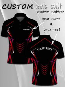 Customized Team Name & Personal Minimalist Polo Shirt For Men, Holiday Gift - Black - View 1