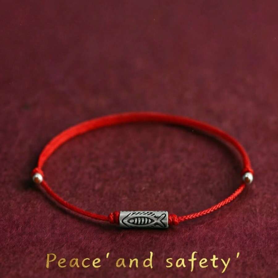 Lucky Wish Come True, All Things Go Smoothly Koi Fish Red String Bracelet, Unisex Design, Simple Braided Bracelet, Best Gift Choice With Auspicious Blessings - Koi Red - View 1