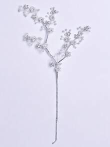 1pc Exquisite White Pearl Flower Artificial Flower With Shiny Silver Rhinestones, Creative Home Decor For Holiday, Wedding, Party, Gathering, Room And Tabletop Decoration - Silver - View 10