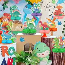 Dinosaur Themed Birthday Party Decorations Cute Dinosaur Bunting Honeycomb Table Centerpieces Supplies For Kids' Birthday / Baby Shower Parties - Multicolor - View 6