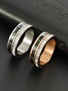 1 pieza Joyería para hombres, anillo de acero de titanio con números romanos versátil y de moda, accesorio diario y de fiesta - Anillo romano - Ver 1