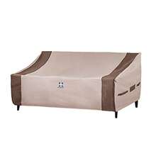 HAMLER - Funda para sofá de patio 3 plazas resistente al agua traje de sofá de dos plazas rejillas de ventilación y asas se adapta a hasta 70 pulgadas de ancho x 38 pulgadas de profundidad x 24 - Marrón y beige - Ver 1