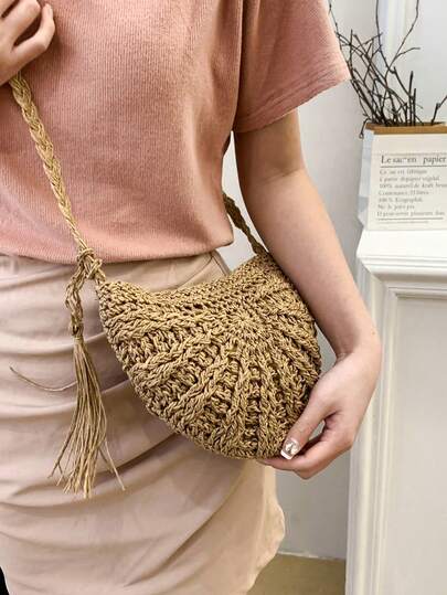 BAILEE 1 Bolsa Transversal Feminina de Palha, Estilosa e Feita à Mão, Ideal para Férias e Lazer no Verão. Bolsa Transversal Pequena, Carteira de Palha, Bolsa de Praia de Palha, Itens Essenciais para a Praia, Acessórios de Praia e Artigos Essenciais para o Verão. A Melhor Bolsa de Praia Feminina para a Praia. Bolsa de Salgueiro Moderna