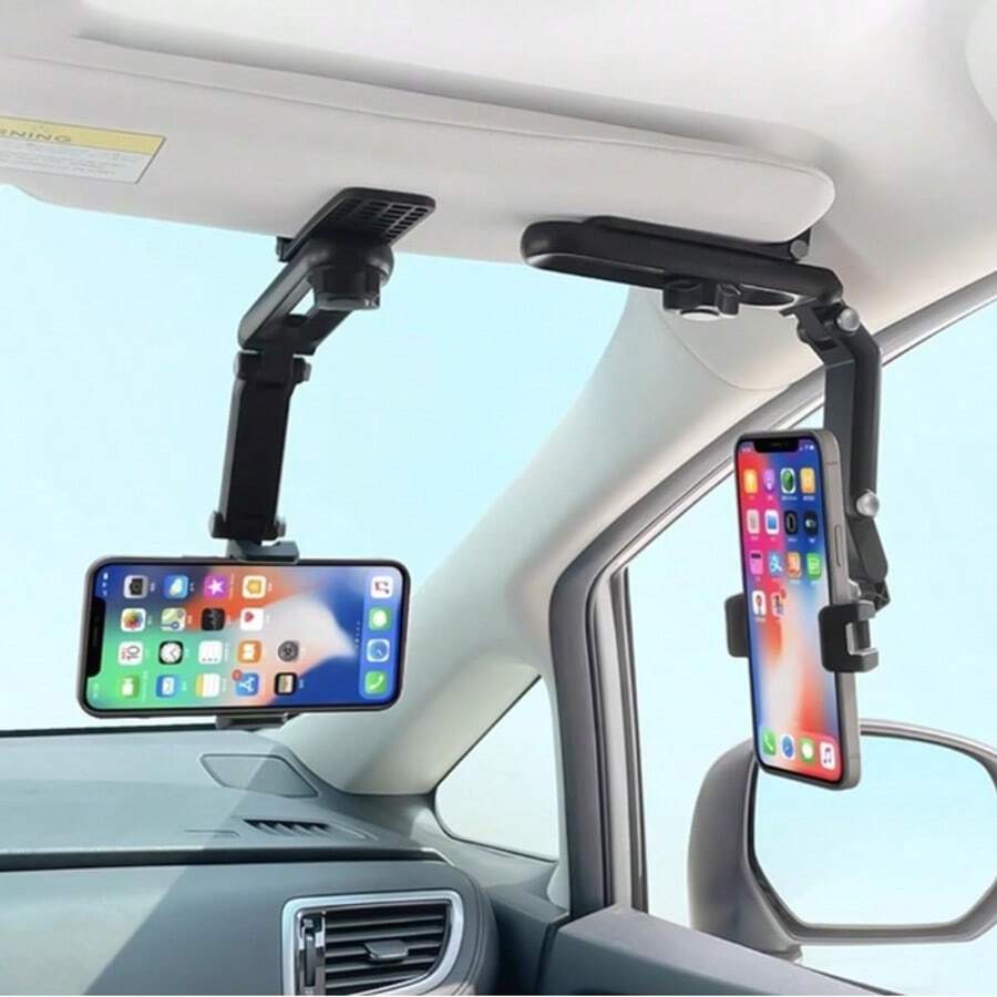 Soporte de teléfono para coche rotatorio y extensible - Esencial para el desplazamiento, se adapta a todos los teléfonos inteligentes, se puede instalar en el salpicadero o el parabrisas - Multicolor - Ver 1