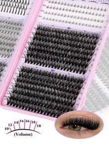 712/670/200 piezas Conjunto de pestañas postizas gruesas y con púas (incluidas las pestañas inferiores), longitud de 5-16 mm, efecto voluminoso de rizo D. Incluye tutorial de pestañas postizas segmentadas DIY adecuado para principiantes para crear un aspecto de pestañas densas y elásticas. - Rosa - Ver 9