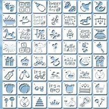 56片装3英寸淋浴间彩绘模板，可重复使用，可爱动物图案，非常适合用于连体衣、蛋糕等。 - 56pcs - 查看 1