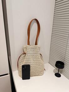 Niche Design Sense Shoulder Bag, New Commuter Bag With High-End Feel, Versatile & Large Capacity Durable Handbag - Beige - View 9