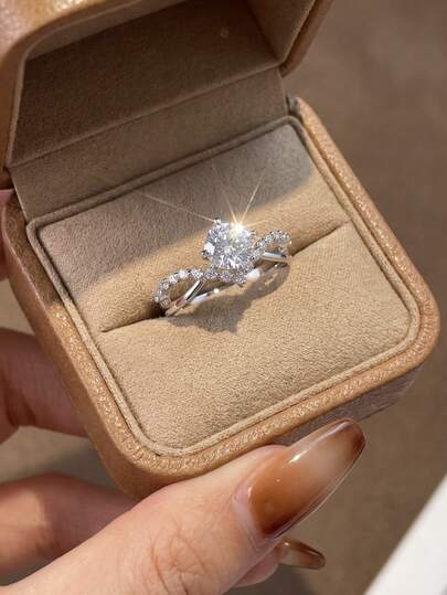 1pc Unique Delicate 925 Sterling Silver Cross V-Shaped Four-Claw Ring, Suitable For Women's Daily Matching, Anniversary Celebration, Party Styling, And As A Gift For Girlfriend