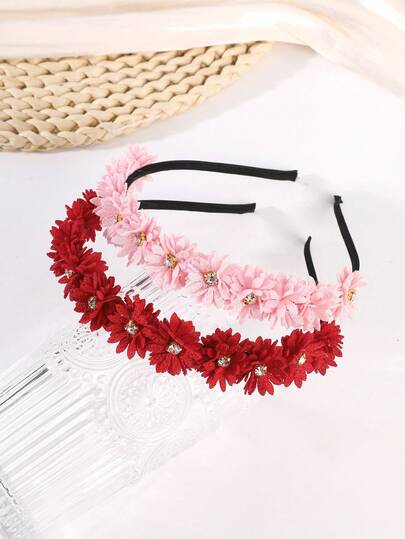 1pc Rhinestone Flower Headband, Fashionable Elegant Women's Hair Accessory, Daily, Photography, Beach, Wedding, Party Headpiece