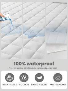 1 pieza Sábana ajustada acolchada impermeable, ropa de cama, protector de colchón, ropa de cama suave y cómoda para el dormitorio, funda de colchón hipoalergénica, se ajusta a tamaños Queen, King, Twin, Cubierta de colchón suave, a prueba de polvo, regalo perfecto para fiestas, lavable a máquina, decoración de habitación, decoración de dormitorio - Blanco - Ver 5