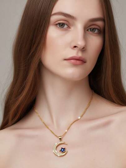 KKCOLA 1件装时尚恶魔之眼月亮吊坠项链，派对/母亲节礼物，日常佩戴的珠宝配饰