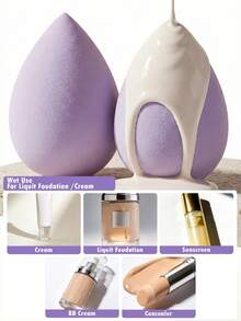 2/4/6/8/10个装紫色斜切化妆海绵，柔软无瑕上妆蛋，干湿两用，适合所有肤质的化妆工具 - 彩色 - 查看 6