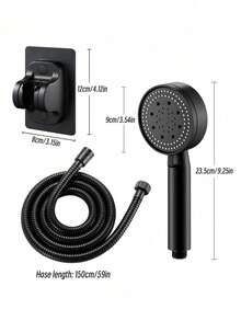 1 Set(Black Showerhead + Hose + Base),Handheld High-Pressure Shower Head Set - 5 Adjustable Modes - Self-Cleaning - Matte Black Finish, Suitable For Modern Bathrooms - Shower Set - View 6